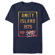 Men's Jaws Amity Island Population  Adult T-Shirt