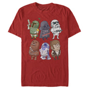 Men's Star Wars Doodle Character Grid  Adult T-Shirt