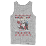 Men's Batman Ugly Christmas Harley Quinn  Adult Tank Top