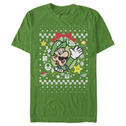 Men's Nintendo Ugly Christmas Luigi Wreath  Adult T-Shirt