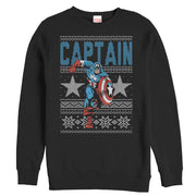 Men's Marvel Ugly Christmas Captain America Star  Adult Sweatshirt