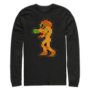 Men's Nintendo Metroid Pixelated Samus  Adult Long Sleeve Shirt