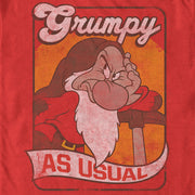 Men's Snow White and the Seven Dwarves Grumpy as Usual Distressed  Adult T-Shirt