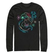 Men's The Little Mermaid Ariel Neon Light Print  Adult Long Sleeve Shirt