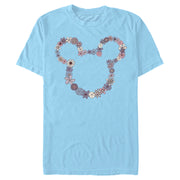 Men's Mickey & Friends Floral Mickey Mouse Logo Outline  Adult T-Shirt