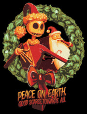 Men's The Nightmare Before Christmas Christmas Jack Peace on Earth Good Scares Towards All  Adult T-Shirt