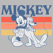 Men's Mickey & Friends Retro Pluto and Mickey Mouse  Adult Long Sleeve Shirt