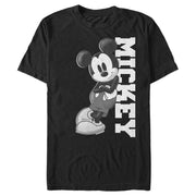 Men's Mickey & Friends Black and White Mickey Mouse  Adult T-Shirt