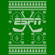 Men's ESPN Hockey Christmas Sweater Green  Adult T-Shirt