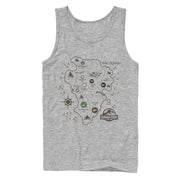 Men's Jurassic Park Isla Nublar Map  Adult Tank Top