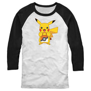 Men's Pokemon Halloween Trick or Treat Pikachu  Adult Baseball Tee