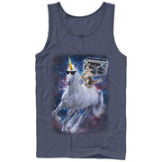 Men's Lost Gods Boombox Cat and Unicorn Space Song  Adult Tank Top