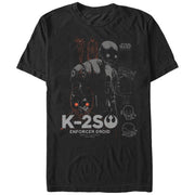 Men's Star Wars Rogue One K-2SO Schematic Detail Print  Adult T-Shirt