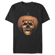 Men's Halloween II Skeleton Carved Pumpkin  Adult T-Shirt