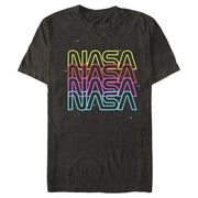 Men's NASA Neon Rainbow Repeat Text Logo  Adult T-Shirt