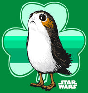 Men's Star Wars St. Patrick's Day Porg and a Shamrock  Adult T-Shirt