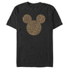 Men's Mickey & Friends Cheetah Print Mickey Mouse Logo Distressed  Adult T-Shirt