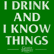 Men's Game of Thrones St. Patrick's Day I Drink and I Know Things  Adult T-Shirt