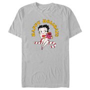 Men's Betty Boop Happy Holidays Candy Cane  Adult T-Shirt