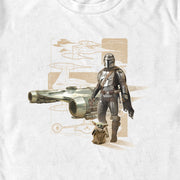 Men's Star Wars: The Mandalorian Starfighter Blue Prints  Adult T-Shirt