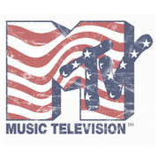 Men's MTV American Flag Curvy Logo  Adult T-Shirt