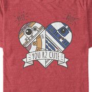 Men's Star Wars The Force Awakens Valentine Cute Droid Heart  Adult T-Shirt