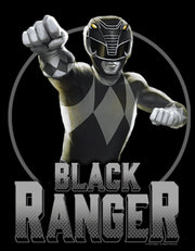 Men's Power Rangers Black Ranger Circle Portrait  Adult T-Shirt