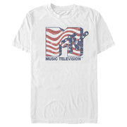 Men's MTV American Flag Curvy Logo  Adult T-Shirt