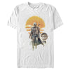 Men's Star Wars: The Mandalorian The Child and Mando Walking Sunset  Adult T-Shirt