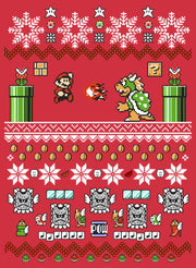 Men's Nintendo Mario and Bowser Ugly Christmas Sweater  Adult T-Shirt