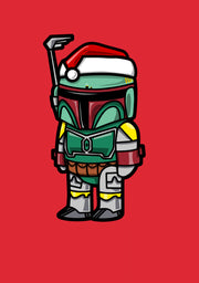 Men's Star Wars Boba Fett Santa Hat Cartoon  Adult T-Shirt