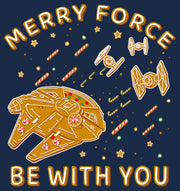 Men's Star Wars Merry Force Gingerbread Millennium Falcon  Adult T-Shirt