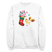 Men's Pokemon Christmas Jigglypuff and Fennekin Stocking  Adult Sweatshirt