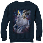 Men's Lost Gods Boombox Cat and Unicorn Space Song  Adult Sweatshirt