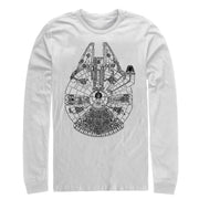 Men's Star Wars Millennium Falcon Outline  Adult Long Sleeve Shirt