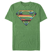 Men's Superman Logo Retro Stripe  Adult T-Shirt