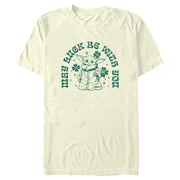 Men's Star Wars: The Mandalorian St. Patrick's Day Grogu May Luck be with You Retro  Adult T-Shirt