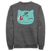 Men's Pokemon Bulbasaur Wink Face  Adult Sweatshirt