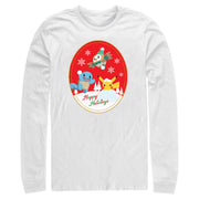 Men's Pokemon Christmas Happy Holidays Patch  Adult Long Sleeve Shirt