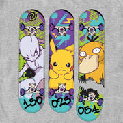 Men's Pokemon Mewtwo, Pikachu, and Psyduck Skateboard Decks  Adult T-Shirt