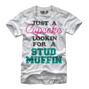 Women's CHIN UP Cupcake Looking for a Stud Muffin  Adult Boyfriend Tee