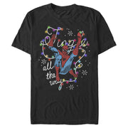 Men's Marvel Christmas Spider-Man Jingle All the Way Lights  Adult T-Shirt