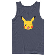 Men's Pokemon Pikachu Wink Face  Adult Tank Top