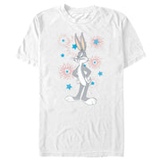 Men's Looney Tunes Bugs Bunny Stars and Fireworks  Adult T-Shirt