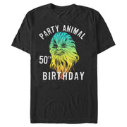 Men's Star Wars Chewie Party Animal 50th Birthday Color Portrait  Adult T-Shirt