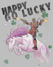 Men's Marvel Deadpool St. Patrick's Day Happy Go Lucky Unicorn  Adult Long Sleeve Shirt