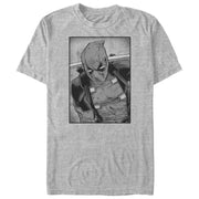 Men's Marvel Deadpool Classic Grey GrayscalePose  Adult T-Shirt