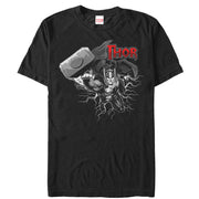 Men's Marvel Thor Thunder Grayscale  Adult T-Shirt