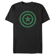 Men's Marvel St. Patrick's Day Green Plaid Captain America Shield  Adult T-Shirt