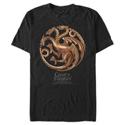 Men's Game of Thrones Iron Anniversary Targaryen Metal Dragon Crest  Adult T-Shirt